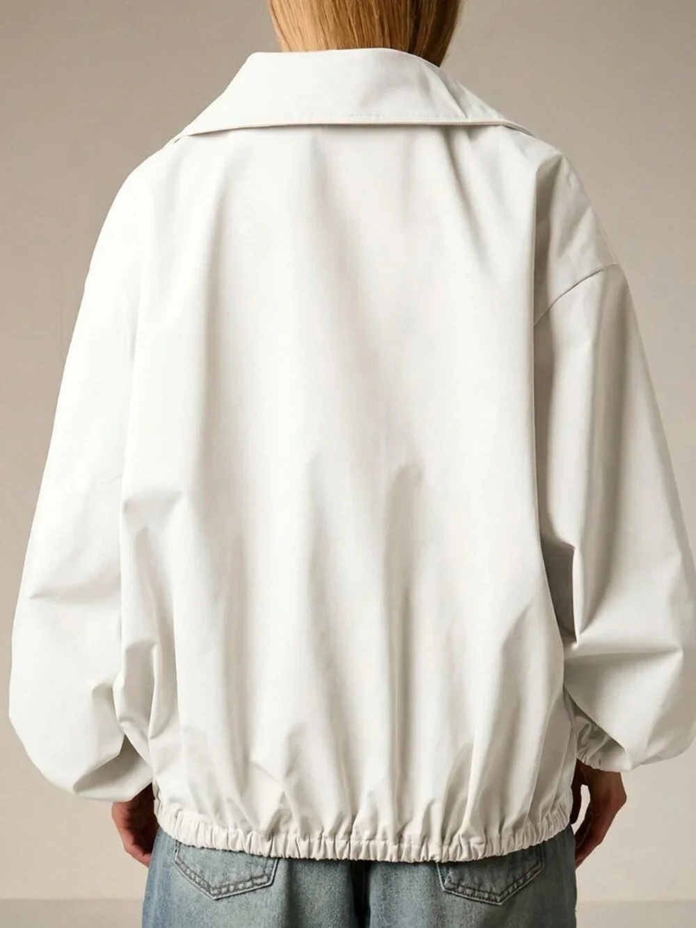 White Casual Women's Half Zip Pullover Lightweight Jacket - Picture 2 of 5